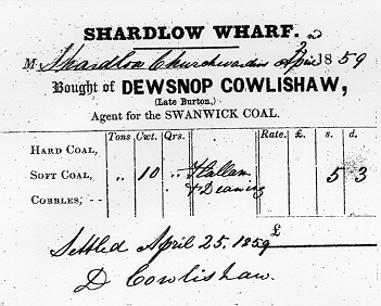John Dewsnop Cowlishaw receipt